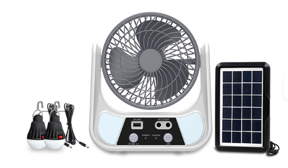 rechargeable solar fan with LED light LED bulbs Solar Panel lithium Battery